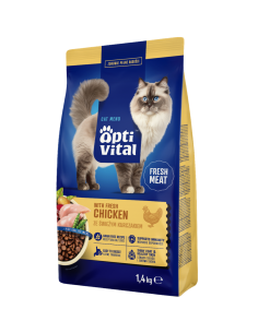 Sucha karma dla dorosłych kotów ze świeżym kurczakiem OptiVital 1,4 kg 5906764001794 2