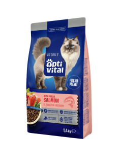 Sucha karma dla kotów po sterylizacji ze świeżym łososiem OptiVital 1,4 kg 5906764001817 2