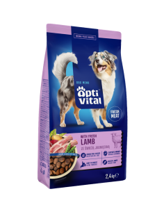 Sucha karma dla dorosłych psów ze świeżą jagnięciną OptiVital 2,4 kg 5906764001909