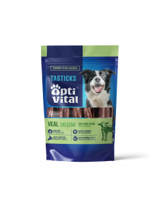 Kabanosy dla psa z cielęciną z dodatkiem rokitnika i dyni OptiVital Tasticks 80 g 5907467782140