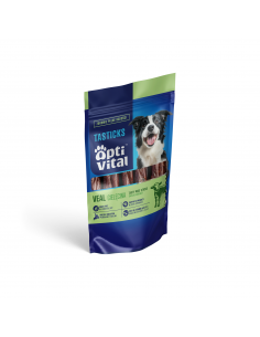 Kabanosy dla psa z cielęciną z dodatkiem rokitnika i dyni OptiVital Tasticks 80 g 5907467782140 2