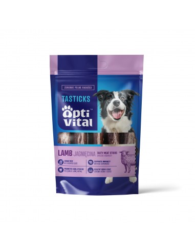 Kabanosy dla psa z jagnięciną z dodatkiem rozmarynu i tymianku OptiVital Tasticks 80 g 5907467782164