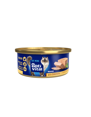 Puszysty mus dla dorosłych kotów z kurczakiem OptiVital mini puszka 85 g 5906764002098
