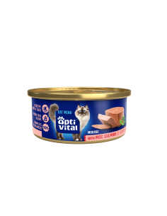 Puszysty mus dla dorosłych kotów z łososiem MSC OptiVital mini puszka 85 g 5906764002159