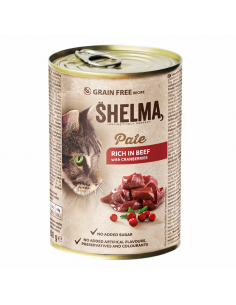 Bezzbożowy pasztet dla kota z wołowiną i żurawiną Shelma 400 g 5906764001695 2