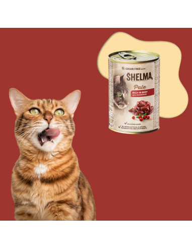Bezzbożowy pasztet dla kota z wołowiną i żurawiną Shelma 400 g 5906764001695 3