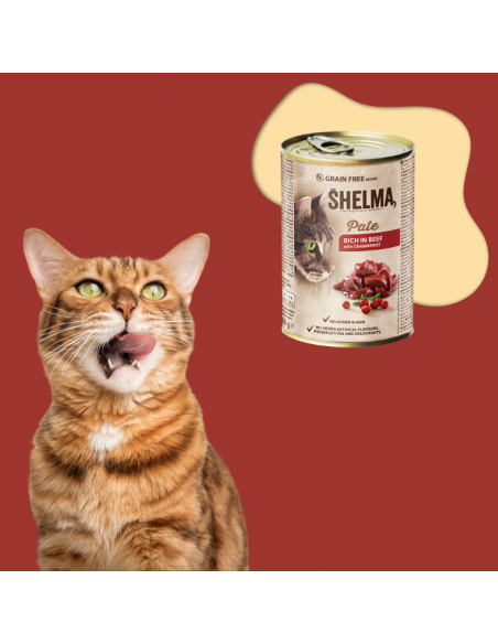 Bezzbożowy pasztet dla kota z wołowiną i żurawiną Shelma 400 g 5906764001695 3