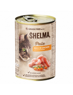 Bezzbożowy pasztet dla kota z kurczakiem i rokitnikiem Shelma 400 g 5906764001718 2