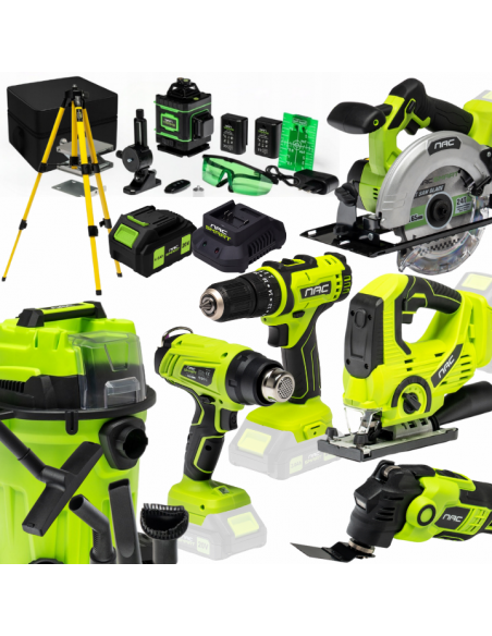 Duży zestaw elektronarzędzi akumulatorowych dla stolarza NAC SMART z baterią i ładowarką 5905842532083