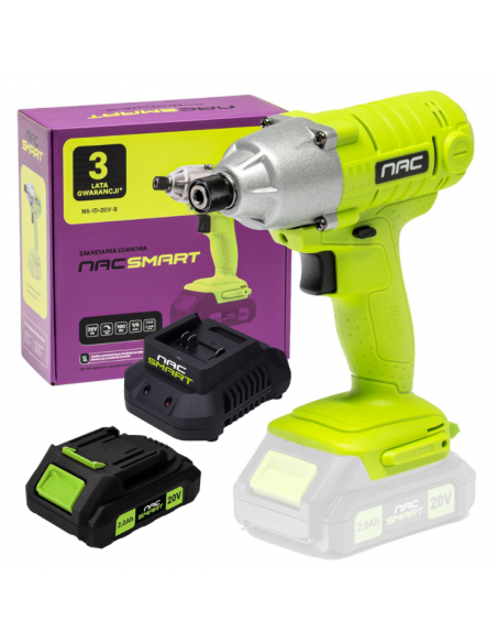 Zakrętarka udarowa NAC SMART NS-ID-20V-B z akumulatorem 2 Ah i szybką ładowarką 5905842532045