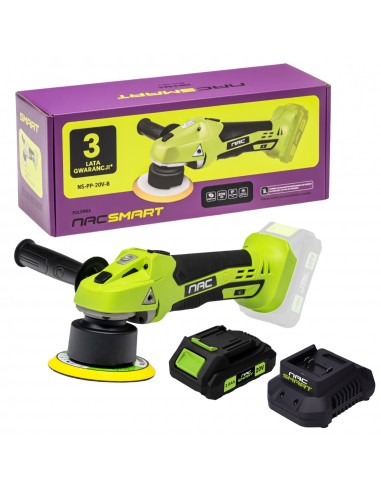 Polerka samochodowa 125 mm NAC SMART NS-PP-20V-B z akumulatorem 2 Ah i szybką ładowarką 5905842532151