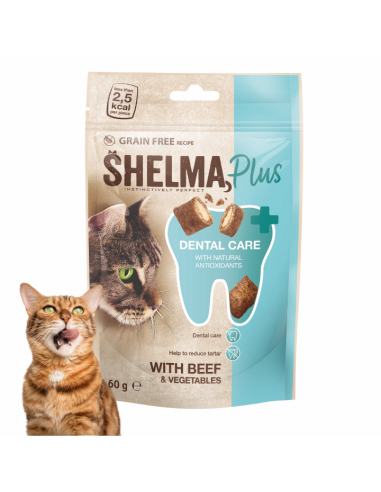 Przysmak dentystyczny dla kota, poduszeczki z wołowiną i warzywami Shelma 60 g 8595606410404