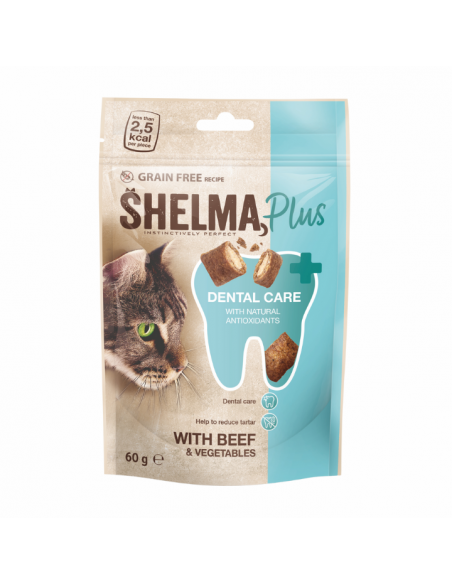 Przysmak dentystyczny dla kota, poduszeczki z wołowiną i warzywami Shelma 60 g 8595606410404 2