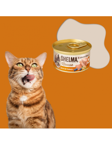 Mus dla dorosłych kotów bogaty w indyka z jagodą i rokitnikiem Shelma 85 g 8595606410572 3