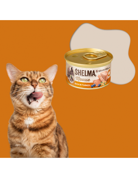 Mus dla dorosłych kotów bogaty w indyka z jagodą i rokitnikiem Shelma 85 g 8595606410572 3