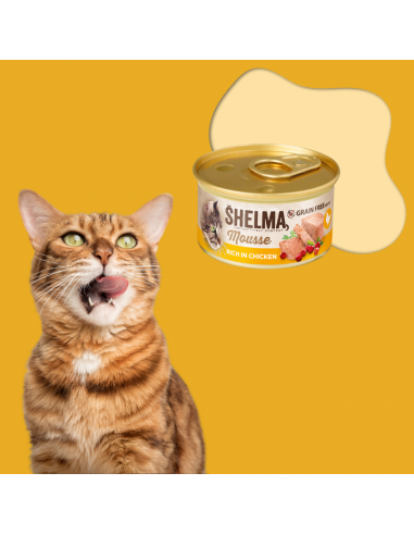 Mus dla dorosłych kotów Bogaty w kurczaka z żurawiną i tymiankiem Shelma 85 g 8595606410602 3