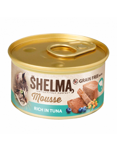 Mus rybny dla dorosłych kotów bogaty w tuńczyka z jagodą i rokitnikiem Shelma 85 g 8595606410626 2