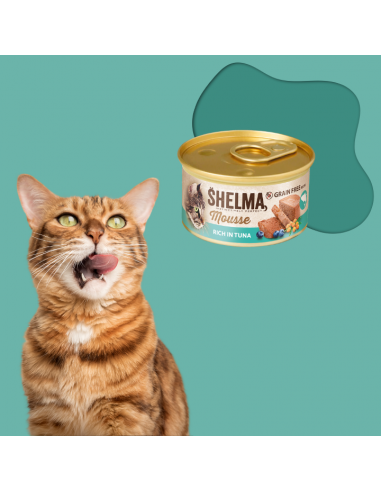 Mus rybny dla dorosłych kotów bogaty w tuńczyka z jagodą i rokitnikiem Shelma 85 g 8595606410626 3