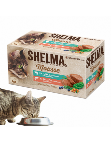 Mus dla dorosłych kotów z łososiem i tuńczykiem mix 4x 85 g 8595606410640