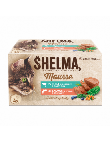 Mus dla dorosłych kotów z łososiem i tuńczykiem mix 4x 85 g 8595606410640 8