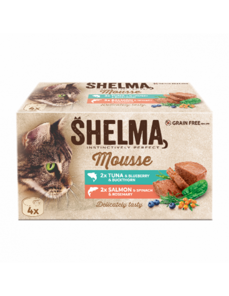 Mus dla dorosłych kotów z łososiem i tuńczykiem mix 4x 85 g 8595606410640 8