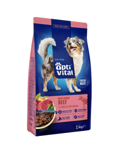 Sucha karma dla dorosłych psów ze świeżą wołowiną OptiVital 2,4 kg 5906764001862