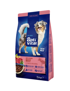 Sucha karma dla dorosłych psów ze świeżą wołowiną OptiVital 2,4 kg 5906764001862 2