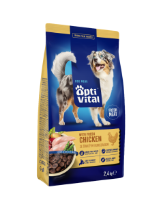 Sucha karma dla dorosłych psów ze świeżym kurczakiem OptiVital 2,4 kg 5906764001886