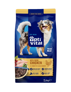 Sucha karma dla dorosłych psów ze świeżym kurczakiem OptiVital 2,4 kg 5906764001886 2