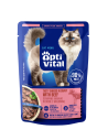 Mokra karma dla kota, szarpane kawałki z wołowiną w sosie OptiVital 85 g