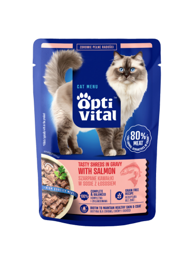 BOX saszetek dla kota z kurczakiem, wołowiną, jagnięciną, łososiem OptiVital 24x85 g 5906764003279 8