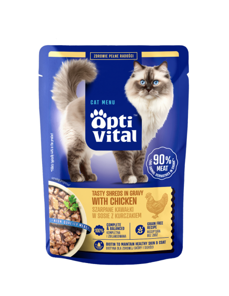 MEGA BOX saszetek dla kota z kurczakiem, wołowiną, jagnięciną i cielęciną  OptiVital 40x85 g 5906764003392 6