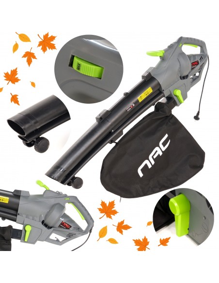 Funkcjonalny elektryczny odkurzacz ogrodowy z funkcją dmuchawy i składaną rurą ssącą NAC VBE350-AS-DW, 3500 W 5902490741683