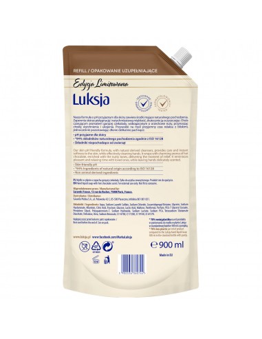 Zimowe mydło w płynie o zapachu gorącej czekolady Luksja, zapas 900 ml 5900536360744 3
