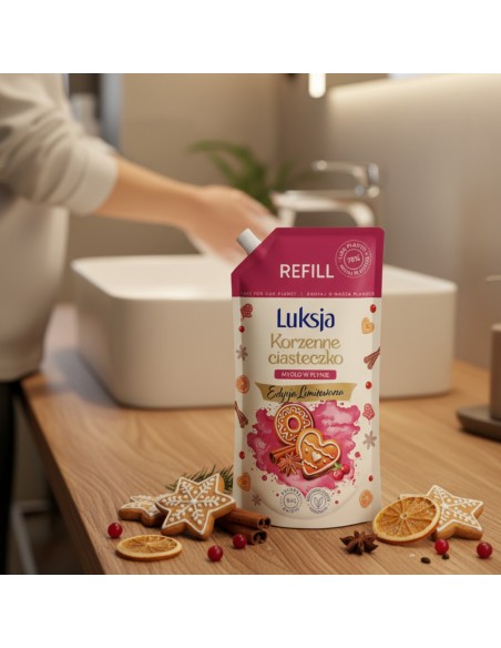 Zimowe mydło w płynie o zapachu ciasteczek korzennych Luksja, zapas 900 ml 5900536360737 5