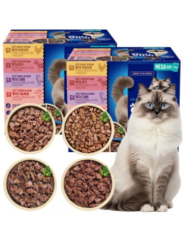 2x Zestaw saszetek dla kota z kurczakiem, wołowiną, jagnięciną, łososiem OptiVital 48x85 g 5906764003385