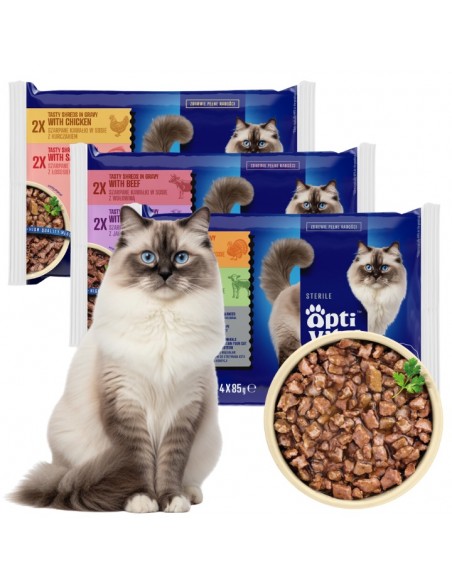 Zestaw saszetek dla kota z mokrą karmą Mix smaków OptiVital 12x85g 5906764003231