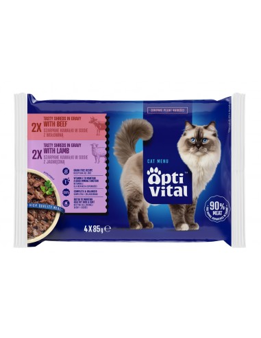Zestaw saszetek dla kota z mokrą karmą Mix smaków OptiVital 12x85g 5906764003231 4