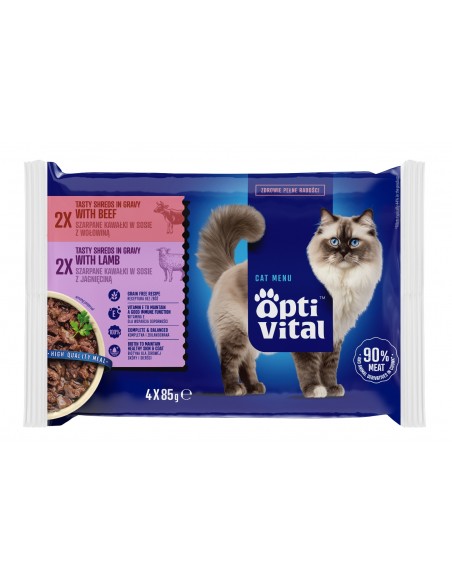Zestaw saszetek dla kota z mokrą karmą Mix smaków OptiVital 12x85g 5906764003231 4