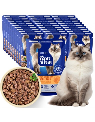 Zestaw saszetek dla kota sterylizowanego szarpane kawałki z indykiem w sosie 28x85g 5906764003323