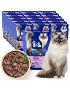 Zestaw saszetek dla kota szarpane kawałki z jagnięciną w sosie 28x85g 5906764003309