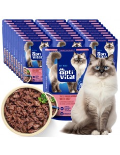 Zestaw saszetek dla kota szarpane kawałki z wołowiną w sosie 28x85g 5906764003293