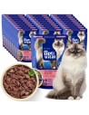 Zestaw saszetek dla kota szarpane kawałki z wołowiną w sosie 28x85g