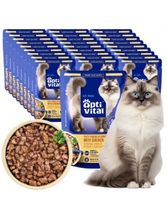 Zestaw saszetek dla kota szarpane kawałki z kurczakiem w sosie 28x85g 5906764003286