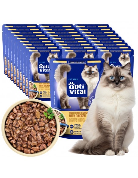 Zestaw saszetek dla kota szarpane kawałki z kurczakiem w sosie 28x85g 5906764003286