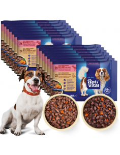 Zestaw saszetek mokrej karmy dla dorosłych psów kawałki z kaczką i wołowiną 60x85g 5906764003101