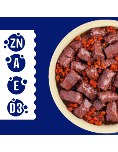 Zestaw puszek dla psa z wołowiną oraz dziczyzną i marchewką w sosie OptiVital 6x1250g 5907467782621 4