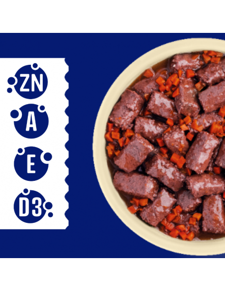 Zestaw puszek dla psa z wołowiną oraz dziczyzną i marchewką w sosie OptiVital 6x1250g 5907467782621 4