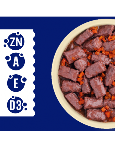 Zestaw puszek dla psa z cielęciną, sercami, wątróbką i marchewką w sosie OptiVital 6x1250g 5907467782645 4