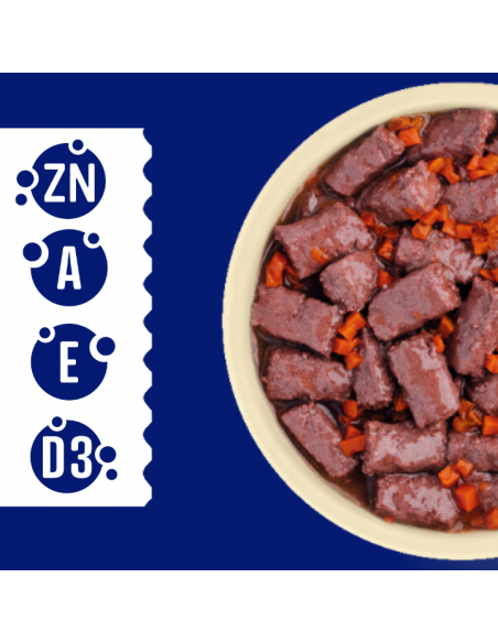 Zestaw puszek dla psa z cielęciną, sercami, wątróbką i marchewką w sosie OptiVital 6x1250g 5907467782645 4